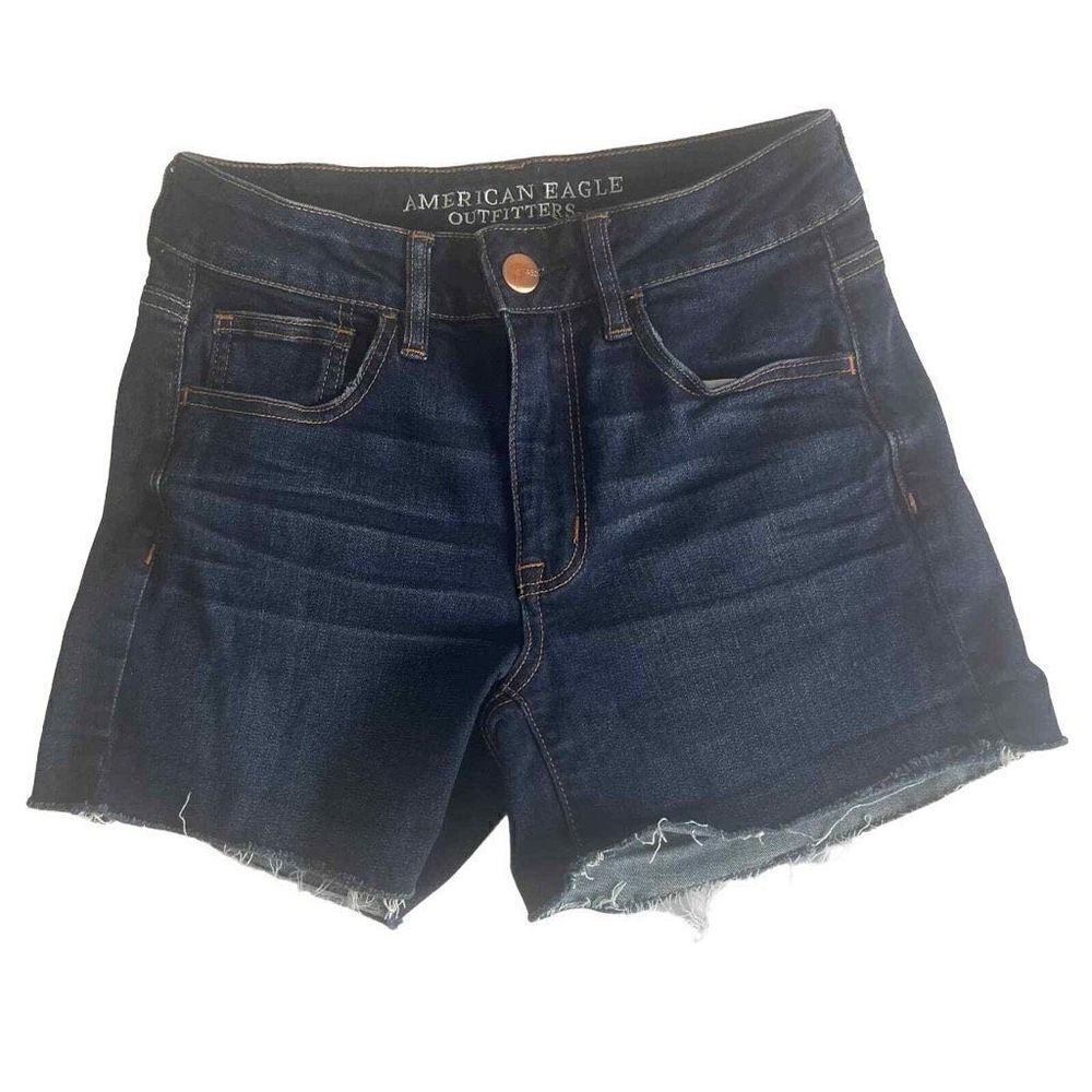 American‎ Eagle Hi Rise Shortie Cutoff Denim Shorts size 4
